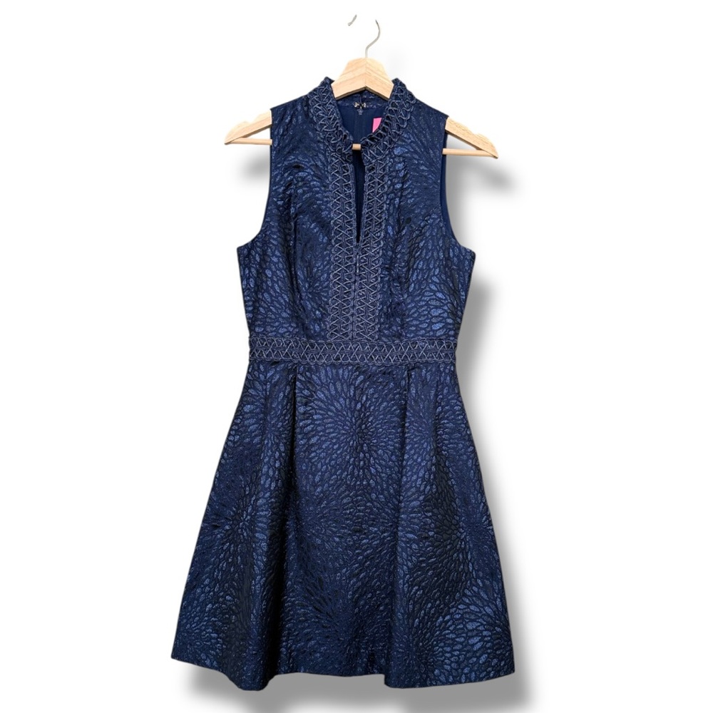 Lilly Pulitzer Franci Sleeveless Mini Dress in True Navy Jacquard | NWT Size 4 - Picture 6 of 14
